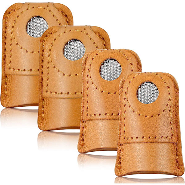 4 stk. (3,1/3,4*4,1*0,4 cm) Læder Fingerbøl Hånd Fingerbøl