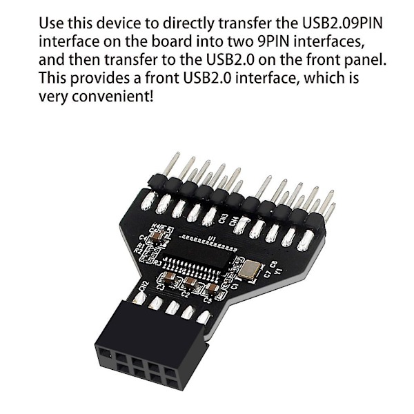 USB2.0 9-nastainen liitäntäjakaja tietokoneen emolevy 1-2 jatkokortti