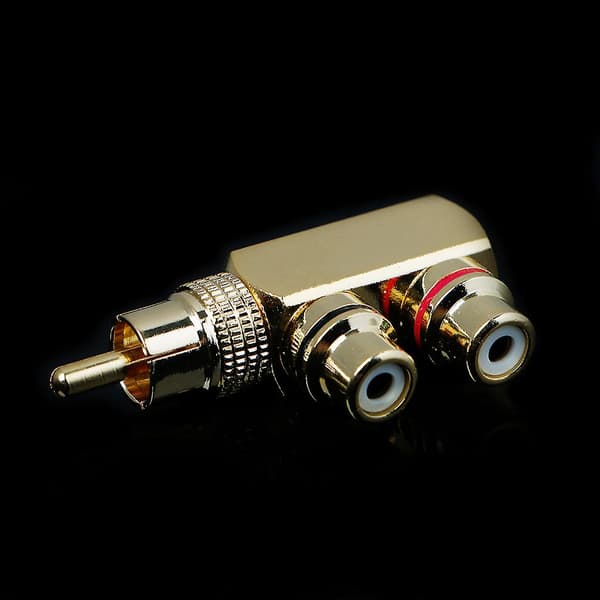 Kobber Audio Splitter Stik Rca 1 Han Til 2 Hun Av Stik Stik Adapter