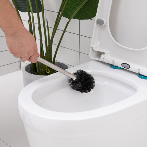 Reservetoiletbørste, sort toiletbørste, med rustfrit stål