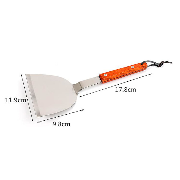 Stor rustfri stål matlagingsspade solid trehåndtak jernplate stekespade kokk kylling kotelett lommetyvspade