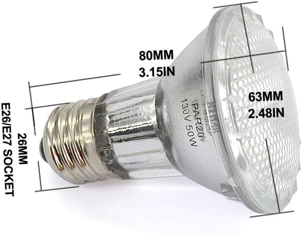 PAR20 50 Watt E27 Halogen Floodlys, Dæmpbare Pærer til Emhættelys, Loftventilator, Bordlampe