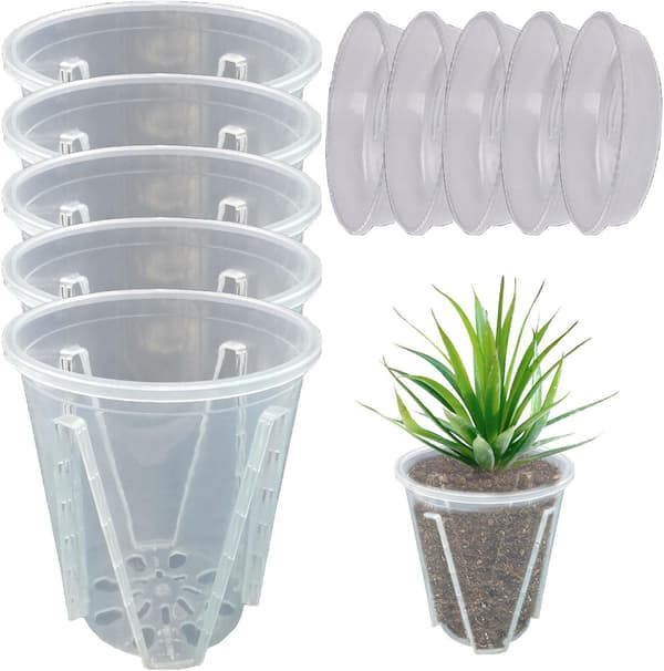 Transparent orkidé kruka, 5-pack plastblomkruka, trädgård