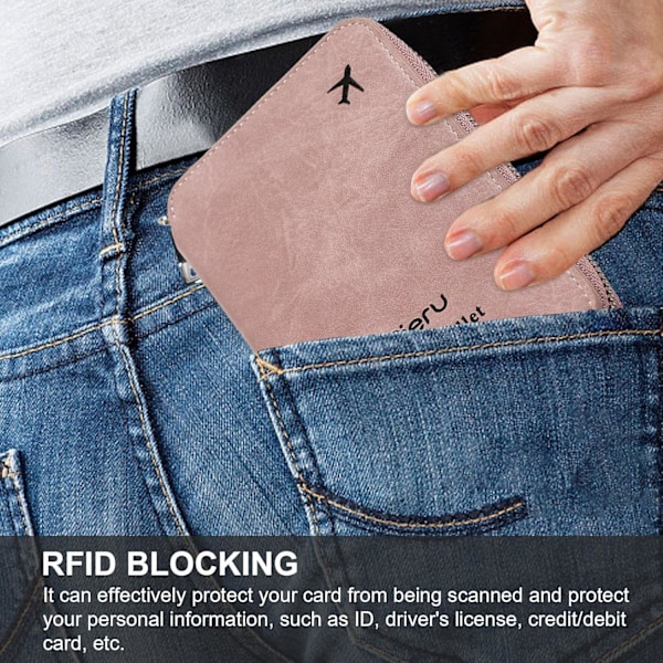 PU Læder RFID Pas-Tegnebog - Lynlås Rejsetaske Med Flere Lommer, RFID-Blokerende Pas-Holder | Versa