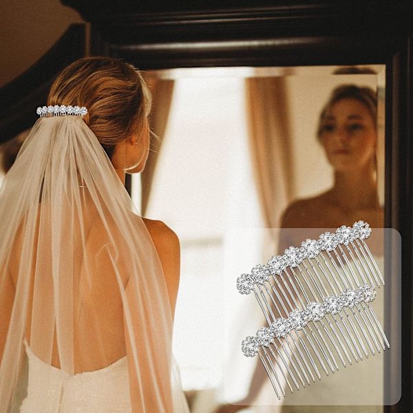 4 poser af eksklusive legeringsdiamanter rhinestone blomster sidekam