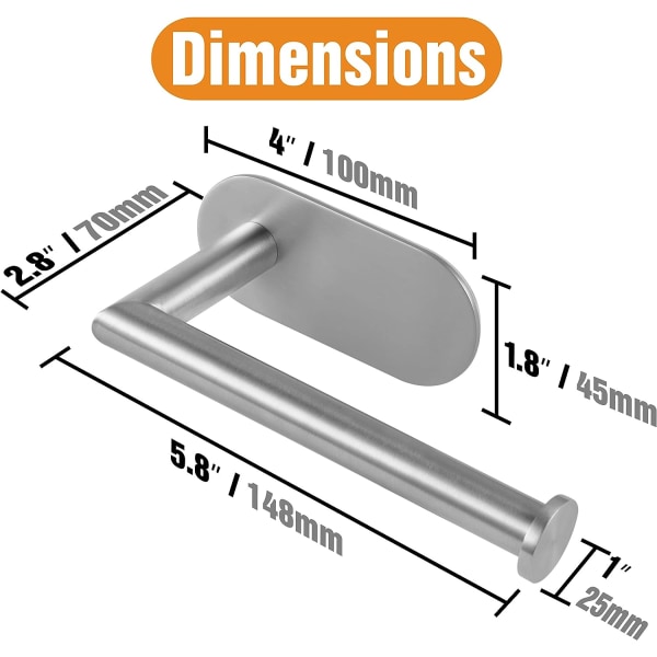 Självhäftande toalettpappershållare, stålös toarullhållare