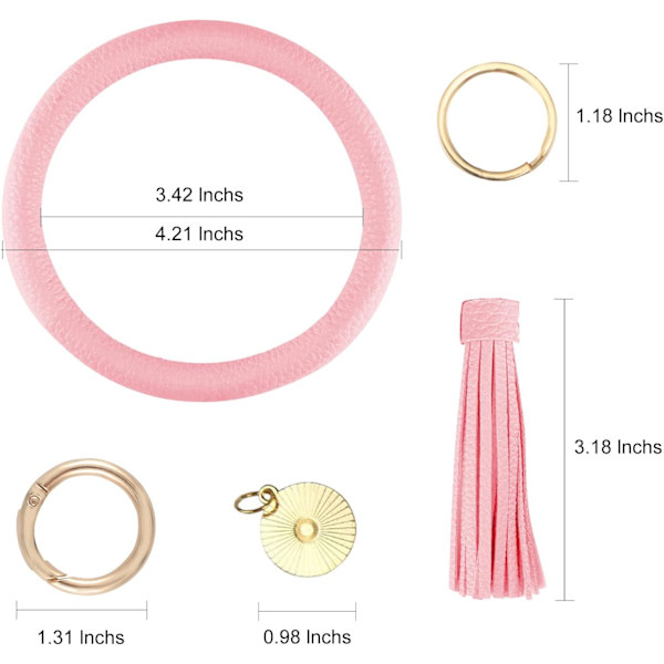 Stor Nøglering Armbånd med Kvast, Cirkel Læder Håndledsrem Nøglering til Kvinder, Armbånd Nøglering Holder til Piger