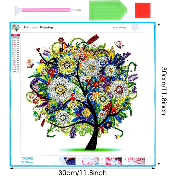 1 stykke 5D formet diamantmaleri vår, sommer, høst og