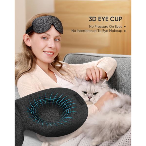 Unimaskit sivumakuulle, 3 kpl, 100% valonpitävät 3D-silmänaamiot nukkumiseen, yösokeusnaamio miehille ja naisille