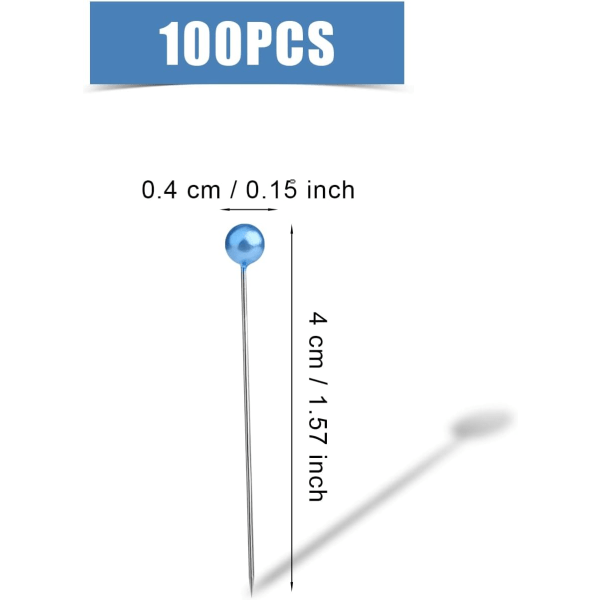 100 stycken synålar 4cm, plastbollhuvud, raka sy