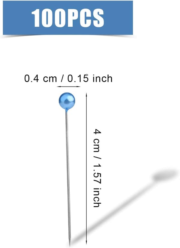 100 Stykker Sy-nåler 4cm, Plastkulehode, Rett Sy