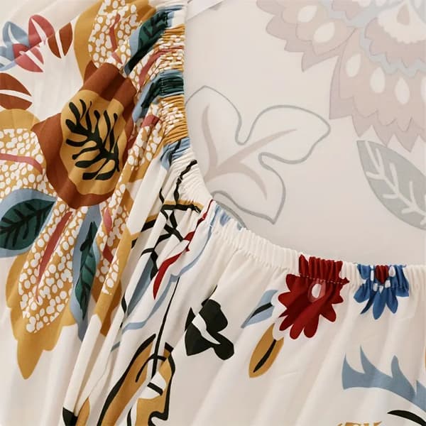 Boho Stil Komfortabelt Betrækssæt til Sofa - 4 stk., Elastikbåndsdesign, Maskinvaskbare Sofahynder i Polyester og Spandex, Støvafvisende og P