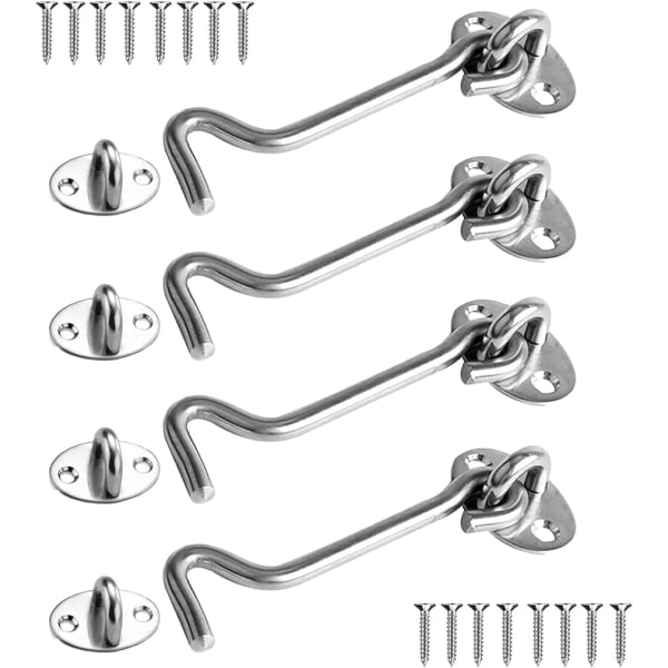 Port Latch 4 stk., Dørgrebskrog, 4 tommer Rustfrit Stål