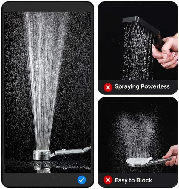 Håndbruser, Vandbesparende Antikalk Bruseshower, Høj