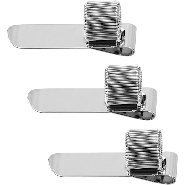 3 stk. metal penholder med lommeklips og justerbar fjeder