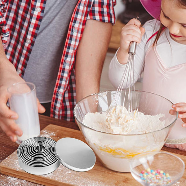 12 stk Mini Runde Kakeformer Sett Rustfritt Stål Kake