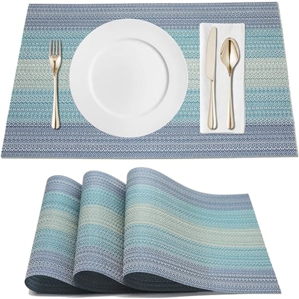 4 blå bordstabletter, halkfria bordstabletter, tvättbara blå bordstabletter