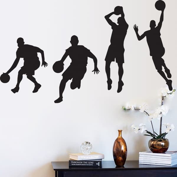 Set med 4 Basketbollväggdekaler för pojkar - Väggdekor för sovrum