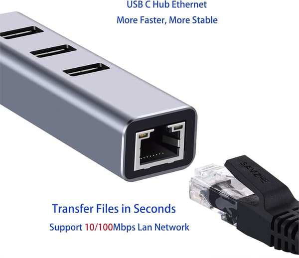 USB-C, 4-ports USB 3.0 USB-C Hub Splitter Adapter med 1 USB 3.0