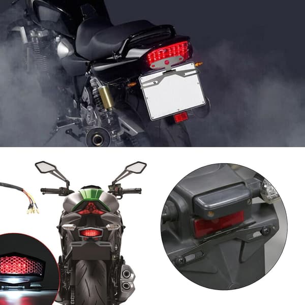 Svart Motorcykel Bakljusfäste Vikbart och Justerbart
