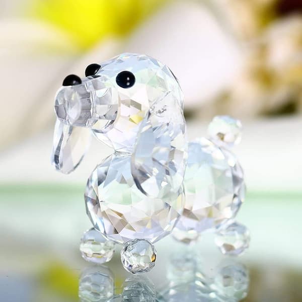 1 stk Hund Dyrefigur Samling Klipp Krystallglass Ornament