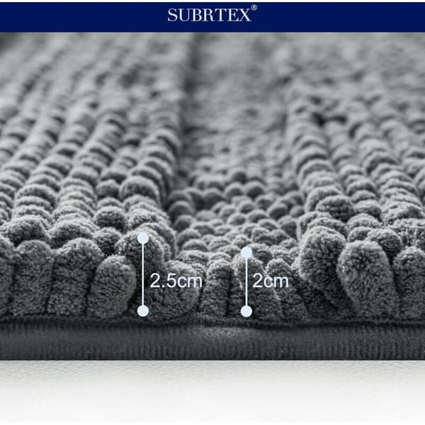 40×60cm, Grå Ekstra Absorberende Bademåtte Mikrofiber Chenille Brusebad