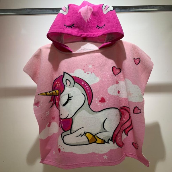 En rosa enhörning (60*120 cm) badhandduk för barn Cape Beach mantel, baby