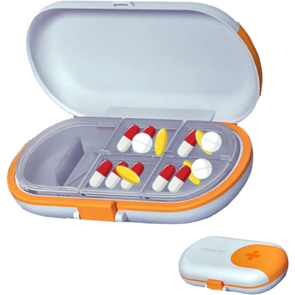 Pill Case, Pill Organizer, with 4 Compartments, Integrated Blade,