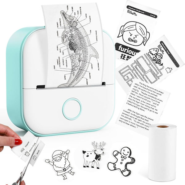 Mini Termisk Printer - Lomme Kompakt Trådløs Bluetooth Bærbar Mobil Kvitteringsprinter Kompatibel med iOS & Android
