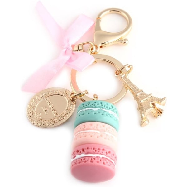 Legering Macaron Nyckelring Söt Färgglad Macaron Eiffeltornet