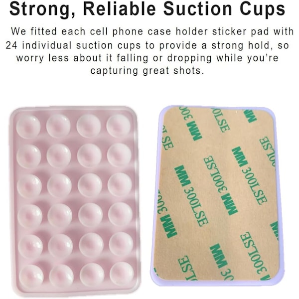 Silikon Sugkopps Telefonfodral Klisterfäste 2.16″x 3.14″, 3 st (Ljusrosa)