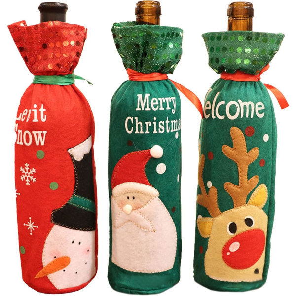 3 stk julevinflaskepose, vingave, snøreflaske