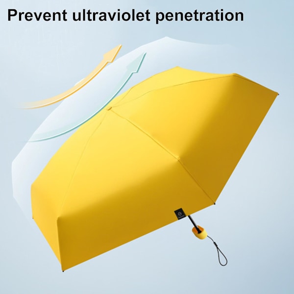 Hopfällbart paraply vindskydd UV-skydd kompakt 6 ribbor förstärkt solparaply för utomhusaktiviteter svart