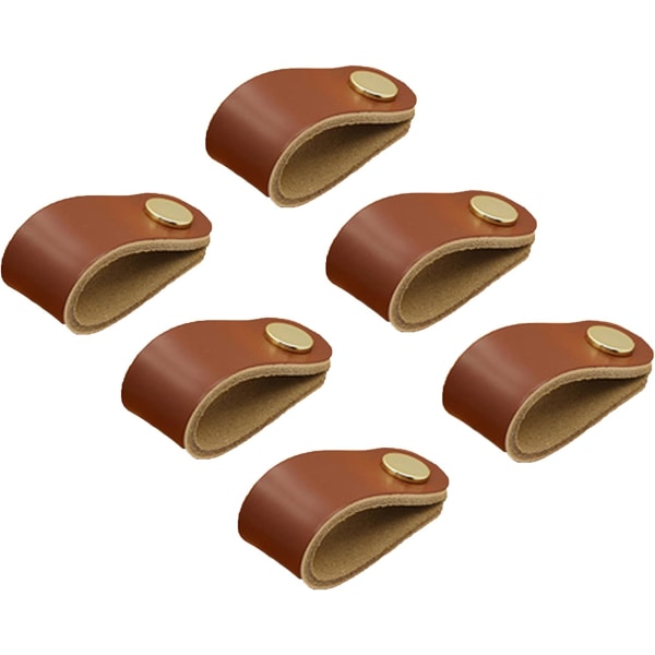 6 stk. Lædergreb, Lædermøbelgreb, Læderknap