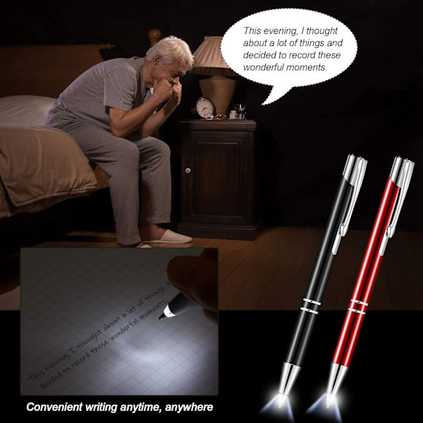 4 stk. Lysende Spids Kuglepen med LED Lys Pen med
