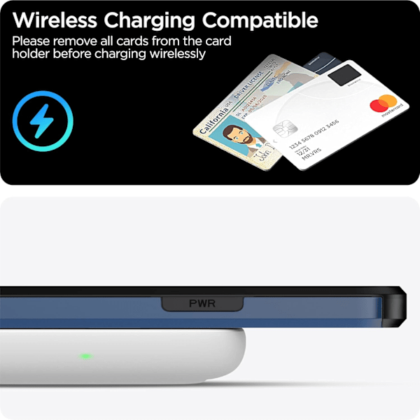 iPhone 15 Pro Max-etui med kortspor, trådløs lading, kompatibel med iPhone 15 Pro Max med spor