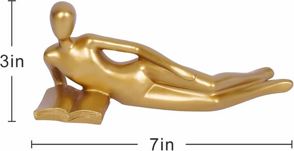Guld Dekor Läsande Staty Heminredning Guld Accent Heminredning