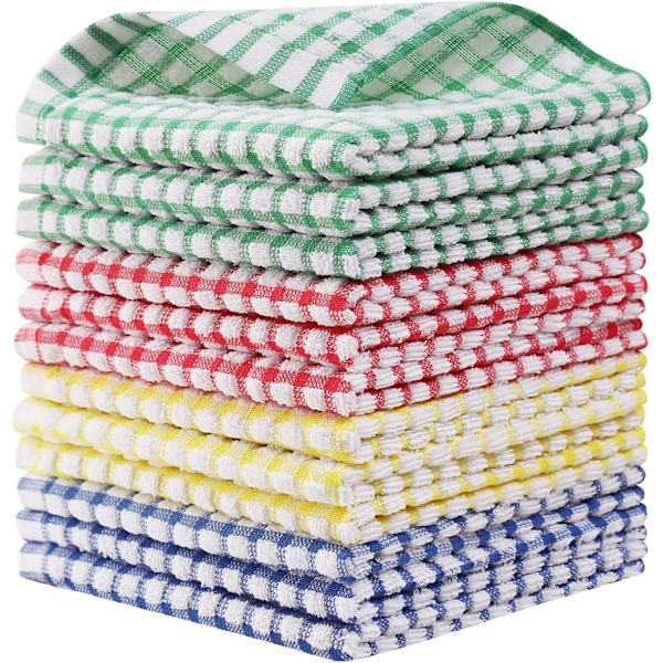12 Pack Kökshanddukar 12x12 Tum 100% Bomull Kökshanddukar för Diskning Skrubbning Tvätthanddukar D