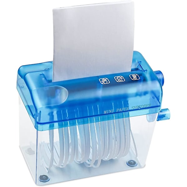 Mini Hand Shredder Bärbar Pappersstrimlare Manuell Strimlare Dokument Pappers Skärverktyg Hemma Kontor Skrivbord Stationery Blå