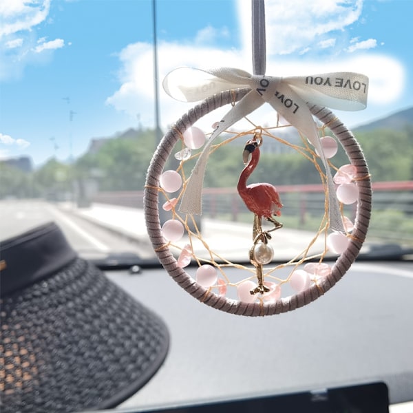 Bilhengende Flamingoer Ornament Bil Speil Hengende Anheng Bil Interiør Dekor Auto Tilbehør