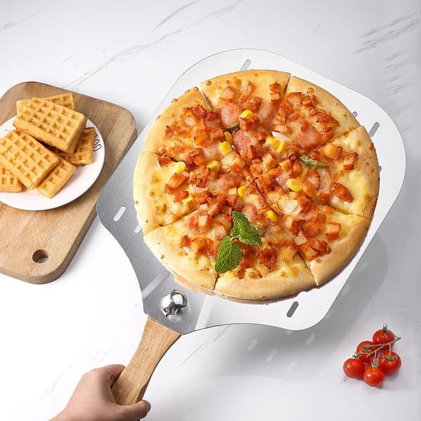 （60,5x30,3x1,6cm）Perforert pizzaskall, pizzaskall i rustfritt stål
