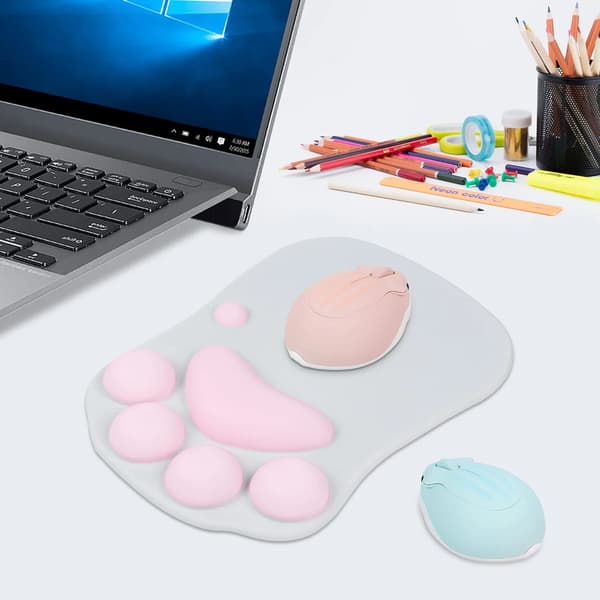 Musematte med kattepote og håndleddstøtte, bærbar, sklisikker og ergonomisk