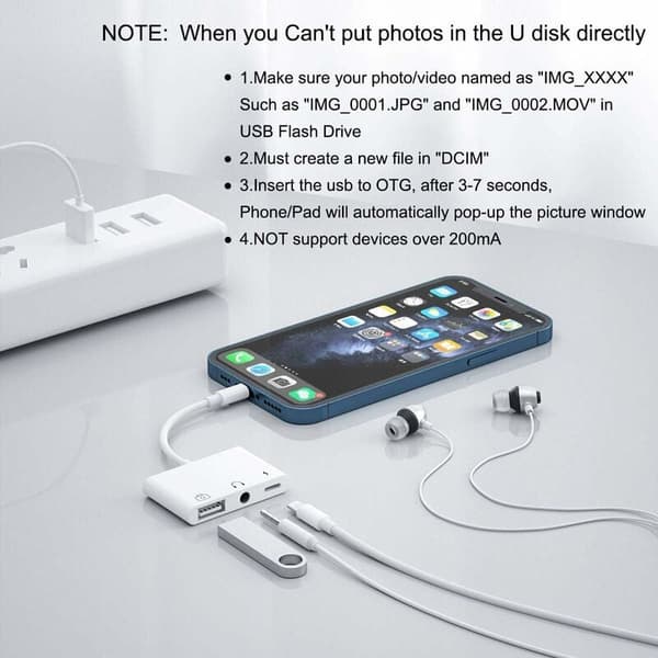 USB-lydadapter til lyd, 3-i-1 USB-kameralæseradapter med