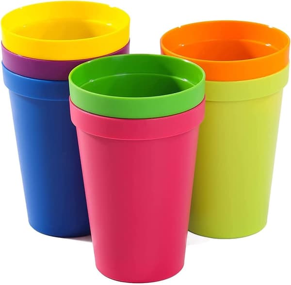 Plastik Kopper, 7 stk. Stabelbare 200ml, Genanvendelige Plastik