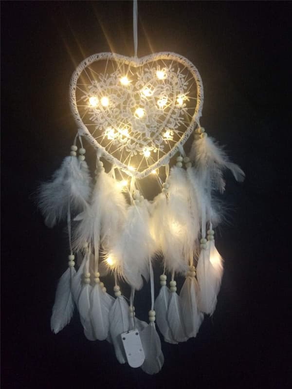 Drømmesnapper (20*45cm, Hvid, Lys), Boho Stil LED Lys