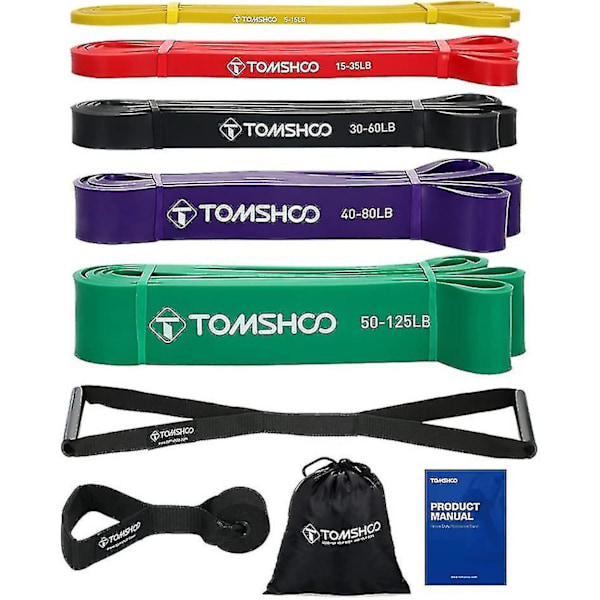 Tom Shoo 5-pakker Pull Up Assist Bands Set Resistance Loop Bands P