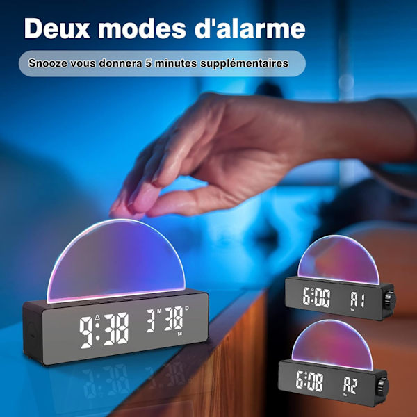 Ljusväckarklocka med 10 färglägen, LED-digital klocka med