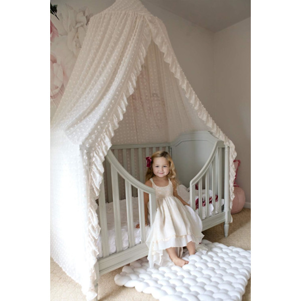 Elegant Sengestopp for Baby- og Juniorseng - Blonder og Tyll Myggnett