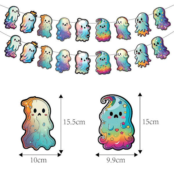 10 stycken Halloween-dekorationsspöken dragflagga, Spökdag bar