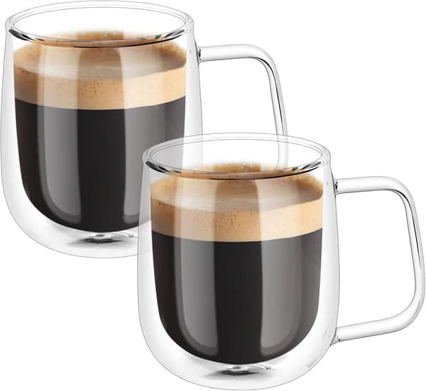 Dobbelt væggede krus, 2 stk dobbelt væggede kaffekrus